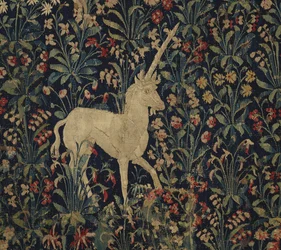 Allegorical Millefleurs tapestry with animals
